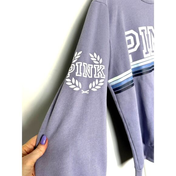 VINTAGE PINK Victoria's Secret Campus Crewneck Sweatshirt Lavender Women's Sz L - Picture 3 of 5